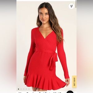 NWT lulus Warm Emotions Red Skater Mini Sweater Dress